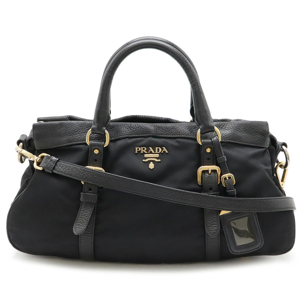 Prada Tote Bag 2way Crossbody Leather NERO Black